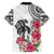 White Polynesian Hammerhead Shark Tribal Pattern Family Matching Off The Shoulder Long Sleeve Dress and Hawaiian Shirt