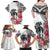 White Polynesian Hammerhead Shark Tribal Pattern Family Matching Off Shoulder Maxi Dress and Hawaiian Shirt