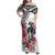 White Polynesian Hammerhead Shark Tribal Pattern Family Matching Off Shoulder Maxi Dress and Hawaiian Shirt