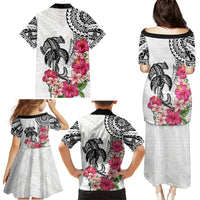 White Polynesian Hammerhead Shark Tribal Pattern Family Matching Puletasi and Hawaiian Shirt LT05 - Polynesian Pride