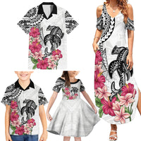 White Polynesian Hammerhead Shark Tribal Pattern Family Matching Summer Maxi Dress and Hawaiian Shirt LT05 - Polynesian Pride