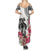 White Polynesian Hammerhead Shark Tribal Pattern Family Matching Summer Maxi Dress and Hawaiian Shirt