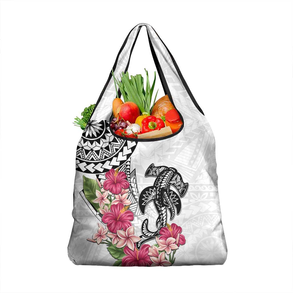 White Polynesian Hammerhead Shark Tribal Pattern Grocery Bag LT05 1-pack One Size White - Polynesian Pride