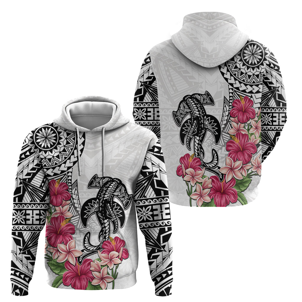 White Polynesian Hammerhead Shark Tribal Pattern Hoodie LT05 - Polynesian Pride