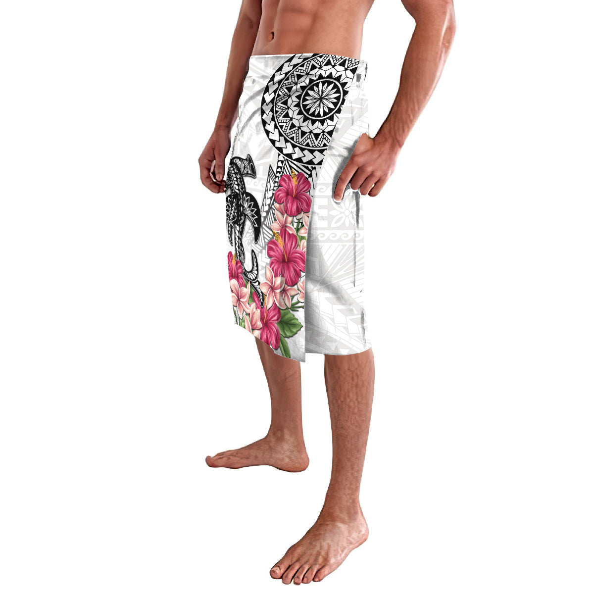 White Polynesian Hammerhead Shark Tribal Pattern Lavalava LT05 - Polynesian Pride
