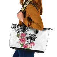 White Polynesian Hammerhead Shark Tribal Pattern Leather Tote Bag LT05 White - Polynesian Pride