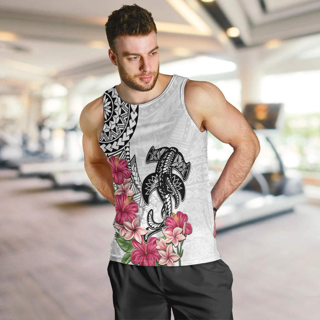 White Polynesian Hammerhead Shark Tribal Pattern Men Tank Top LT05 White - Polynesian Pride