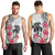 White Polynesian Hammerhead Shark Tribal Pattern Men Tank Top