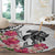 White Polynesian Hammerhead Shark Tribal Pattern Round Carpet