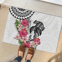 White Polynesian Hammerhead Shark Tribal Pattern Rubber Doormat LT05 - Polynesian Pride