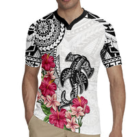 White Polynesian Hammerhead Shark Tribal Pattern Rugby Jersey LT05 - Polynesian Pride