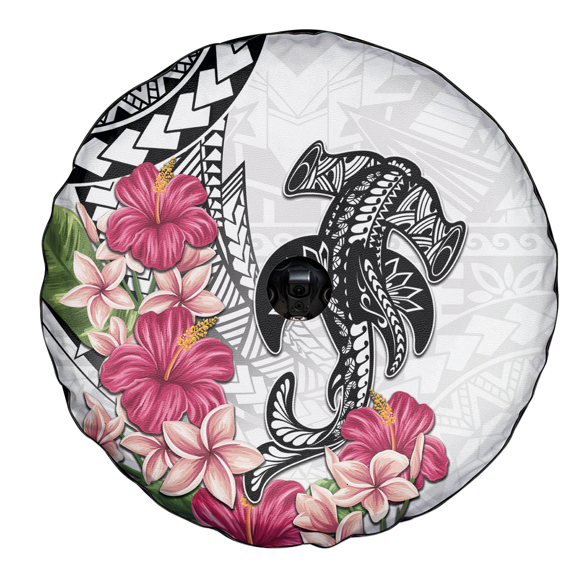 White Polynesian Hammerhead Shark Tribal Pattern Spare Tire Cover LT05 - Polynesian Pride