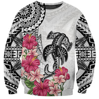 White Polynesian Hammerhead Shark Tribal Pattern Sweatshirt LT05 Unisex White - Polynesian Pride