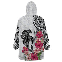 White Polynesian Hammerhead Shark Tribal Pattern Wearable Blanket Hoodie LT05 - Polynesian Pride