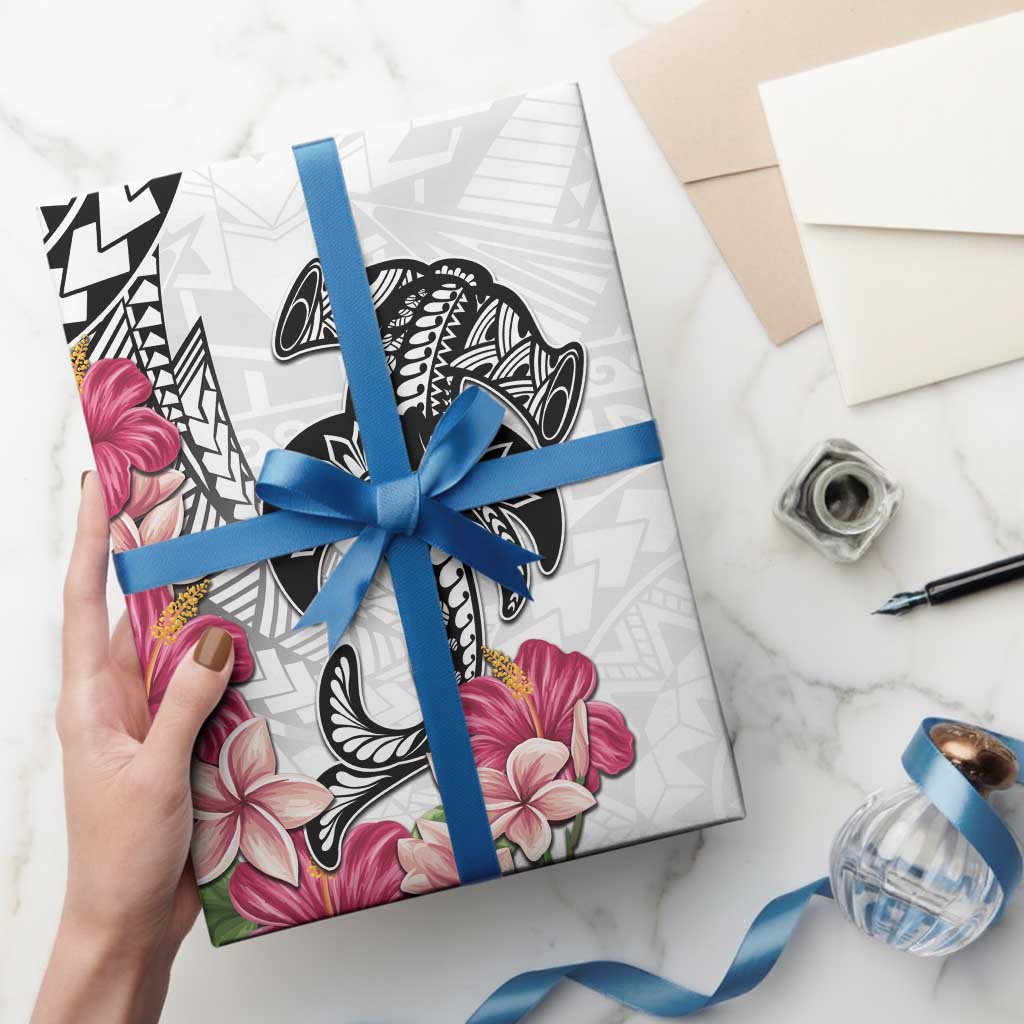White Polynesian Hammerhead Shark Tribal Pattern Wrapping Paper LT05 - Polynesian Pride