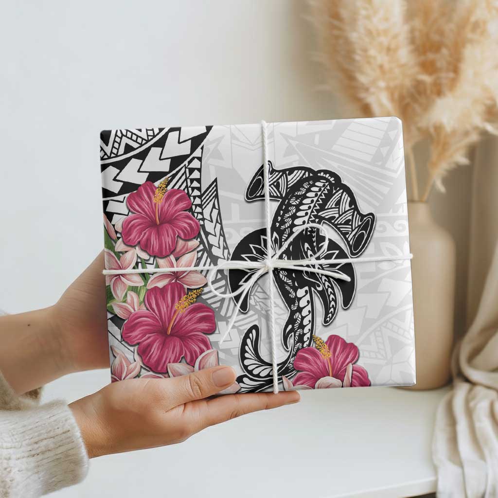 White Polynesian Hammerhead Shark Tribal Pattern Wrapping Paper LT05 - Polynesian Pride