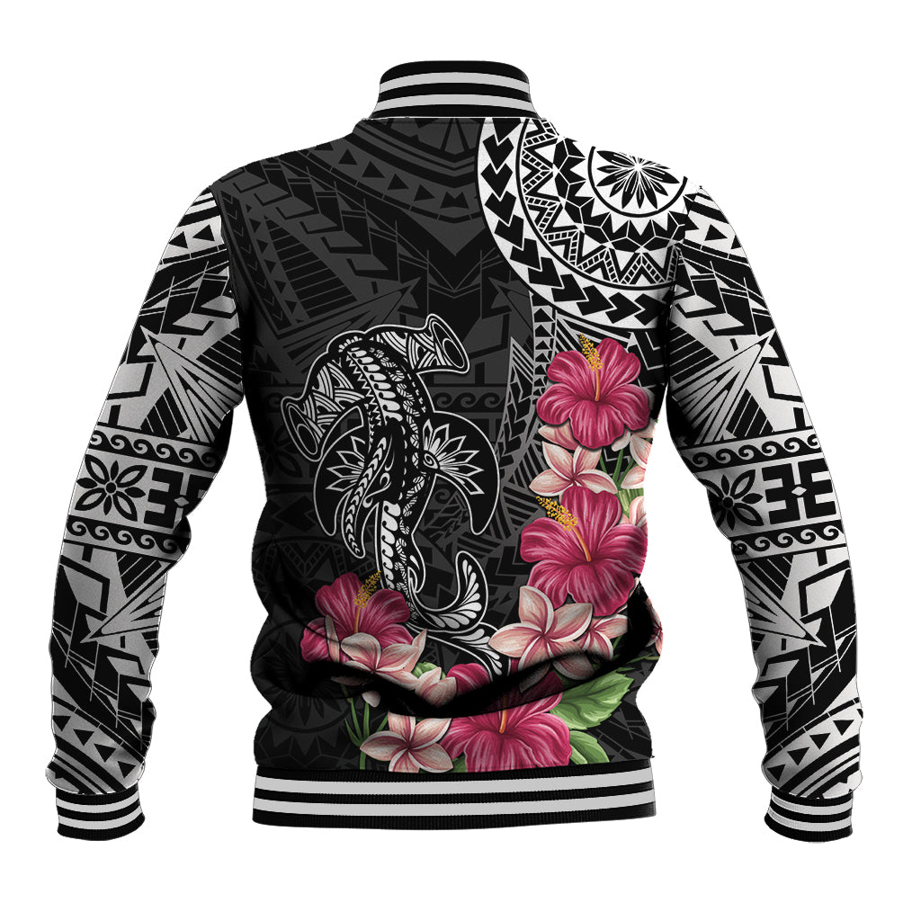 Black Polynesian Hammerhead Shark Tribal Pattern Baseball Jacket LT05 - Polynesian Pride