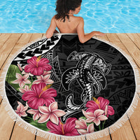 Black Polynesian Hammerhead Shark Tribal Pattern Beach Blanket LT05 - Polynesian Pride