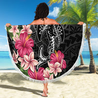 Black Polynesian Hammerhead Shark Tribal Pattern Beach Blanket LT05 - Polynesian Pride