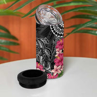 Black Polynesian Hammerhead Shark Tribal Pattern 4 in 1 Can Cooler Tumbler