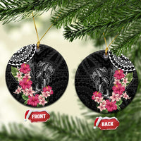 Black Polynesian Hammerhead Shark Tribal Pattern Ceramic Ornament LT05 Circle Black - Polynesian Pride
