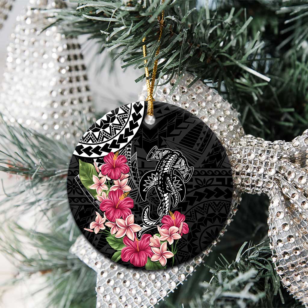 Black Polynesian Hammerhead Shark Tribal Pattern Ceramic Ornament LT05 - Polynesian Pride