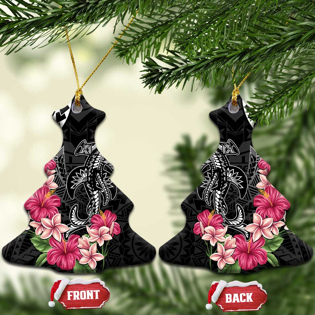 Black Polynesian Hammerhead Shark Tribal Pattern Ceramic Ornament LT05 Christmas Tree Black - Polynesian Pride