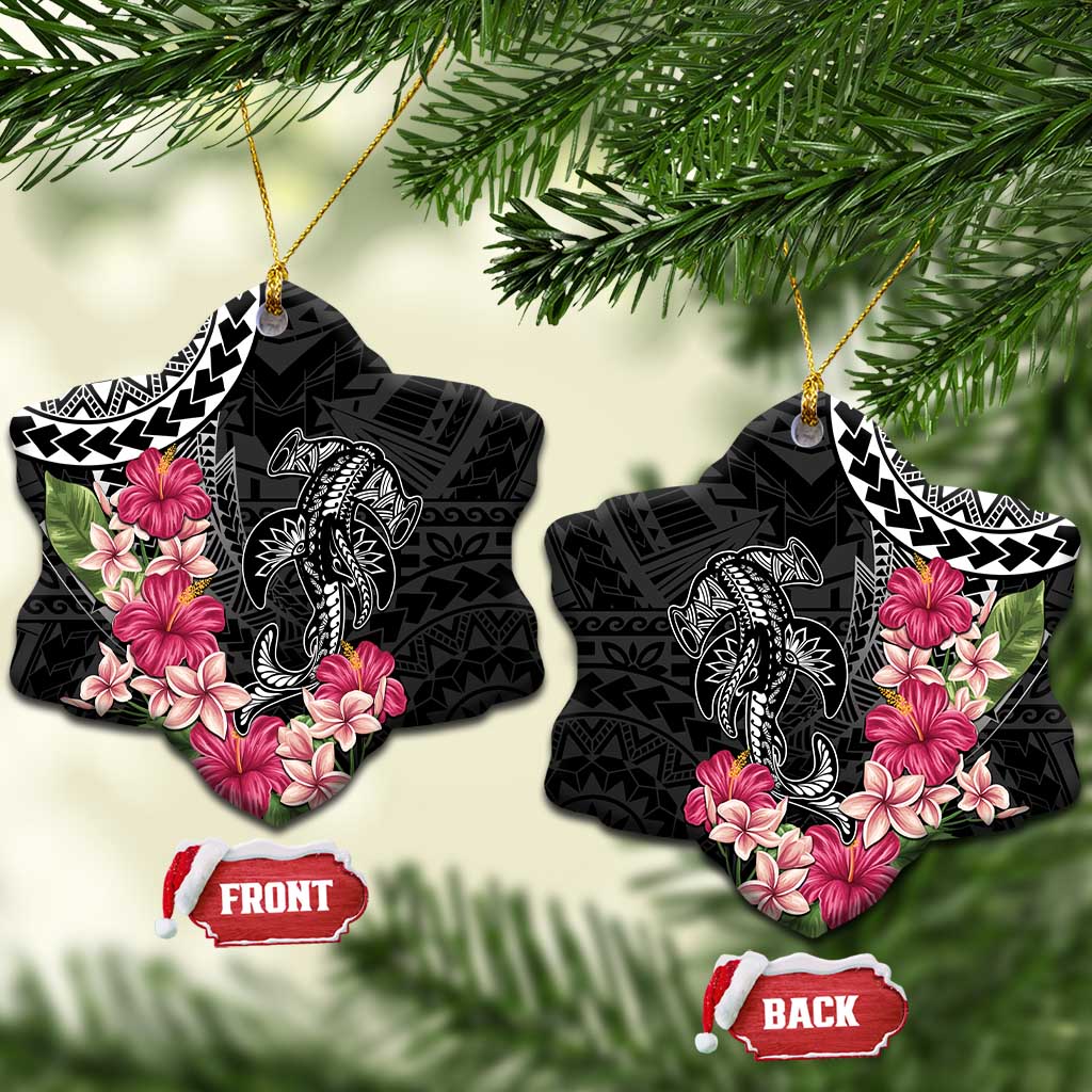 Black Polynesian Hammerhead Shark Tribal Pattern Ceramic Ornament LT05 Snow Flake Black - Polynesian Pride
