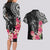 Black Polynesian Hammerhead Shark Tribal Pattern Couples Matching Long Sleeve Bodycon Dress and Hawaiian Shirt