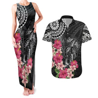 Black Polynesian Hammerhead Shark Tribal Pattern Couples Matching Tank Maxi Dress and Hawaiian Shirt LT05 Black - Polynesian Pride