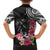 Black Polynesian Hammerhead Shark Tribal Pattern Family Matching Long Sleeve Bodycon Dress and Hawaiian Shirt