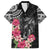 Black Polynesian Hammerhead Shark Tribal Pattern Family Matching Off The Shoulder Long Sleeve Dress and Hawaiian Shirt