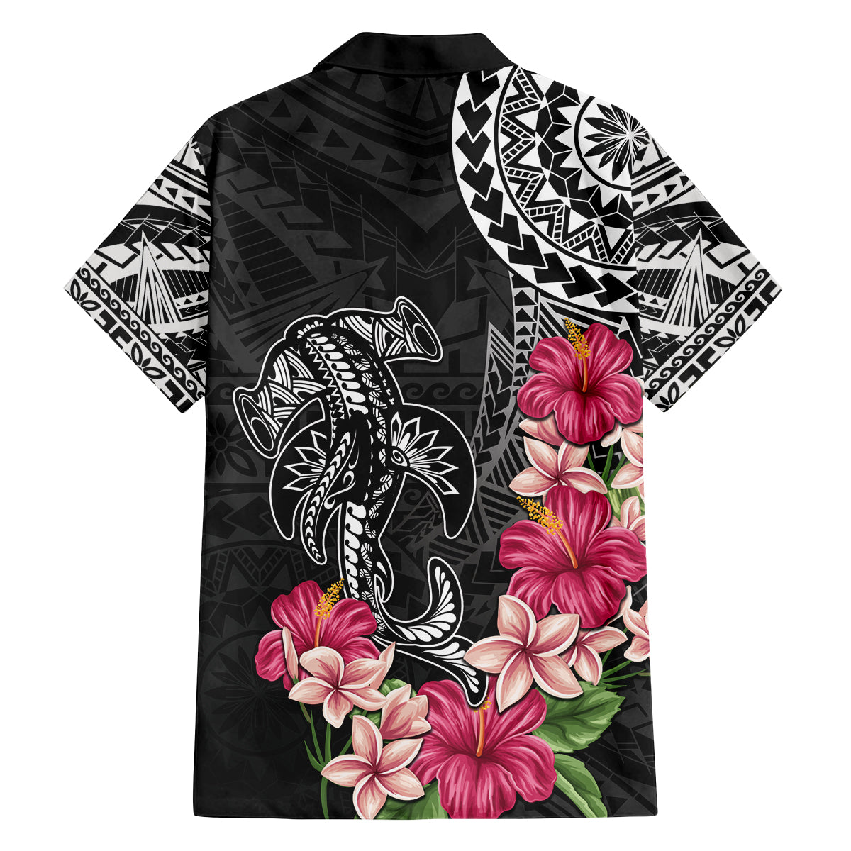 Black Polynesian Hammerhead Shark Tribal Pattern Family Matching Off Shoulder Maxi Dress and Hawaiian Shirt LT05 - Polynesian Pride