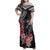 Black Polynesian Hammerhead Shark Tribal Pattern Family Matching Off Shoulder Maxi Dress and Hawaiian Shirt