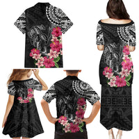 Black Polynesian Hammerhead Shark Tribal Pattern Family Matching Puletasi and Hawaiian Shirt LT05 - Polynesian Pride