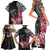 Black Polynesian Hammerhead Shark Tribal Pattern Family Matching Short Sleeve Bodycon Dress and Hawaiian Shirt