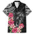 Black Polynesian Hammerhead Shark Tribal Pattern Family Matching Short Sleeve Bodycon Dress and Hawaiian Shirt