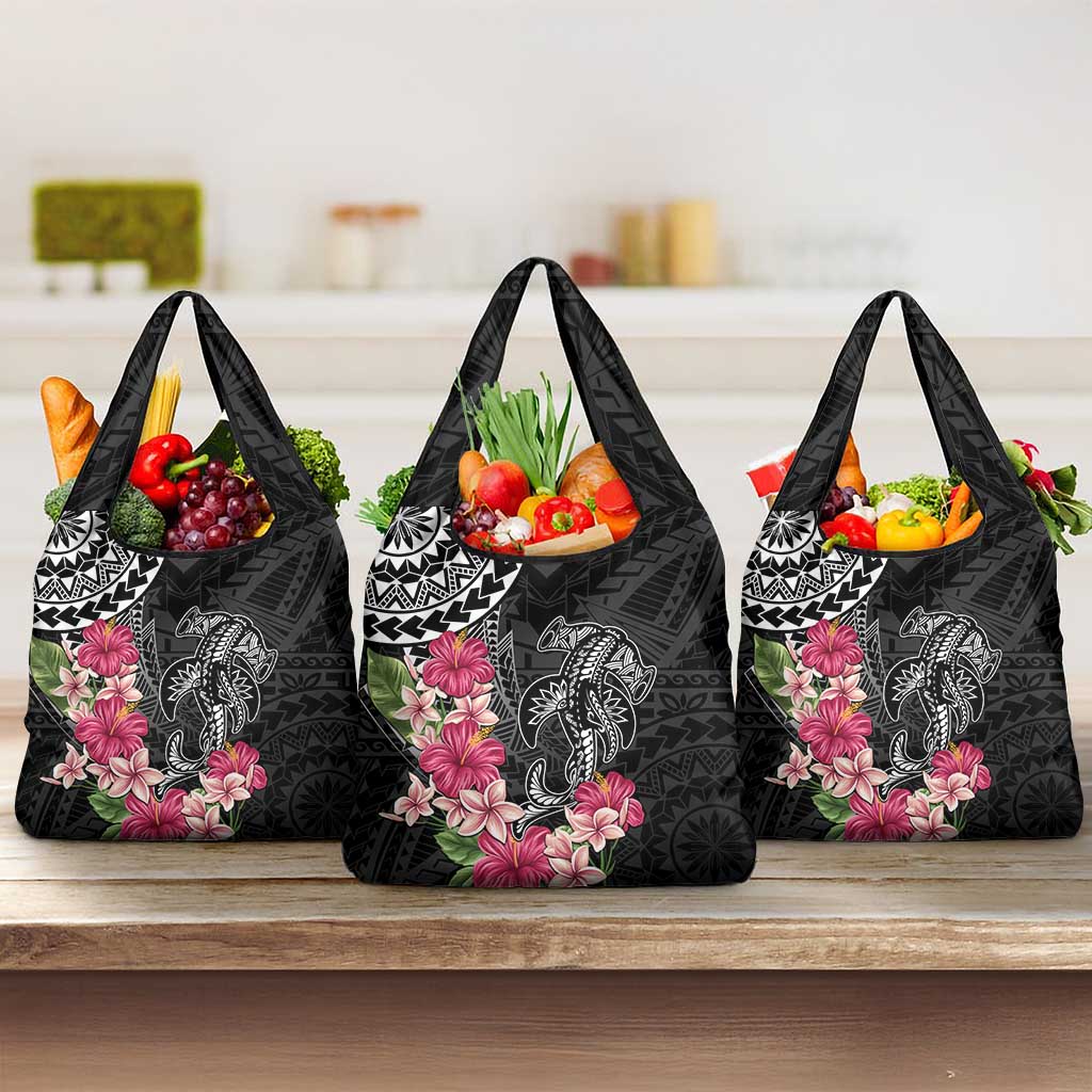 Black Polynesian Hammerhead Shark Tribal Pattern Grocery Bag LT05 3-pack One Size Black - Polynesian Pride