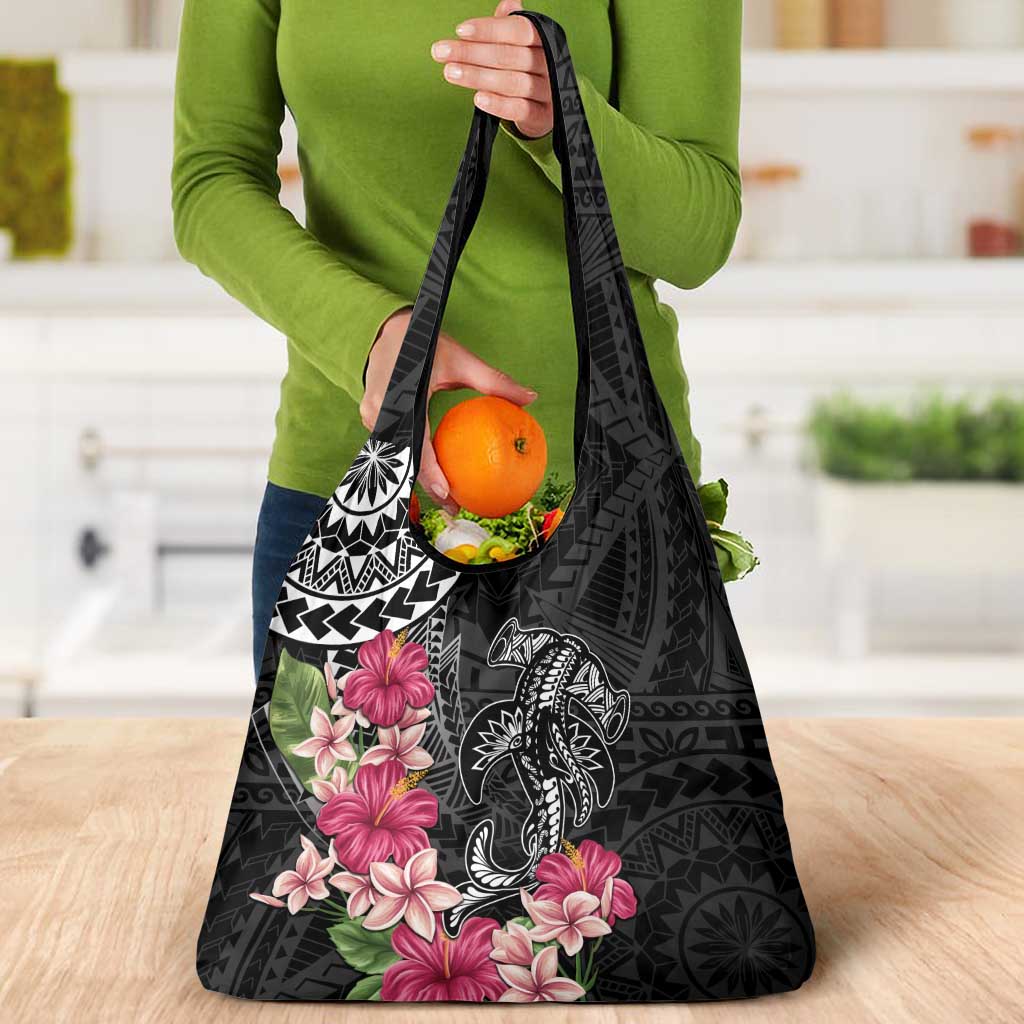 Black Polynesian Hammerhead Shark Tribal Pattern Grocery Bag LT05 - Polynesian Pride