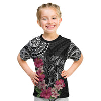 Black Polynesian Hammerhead Shark Tribal Pattern Kid T Shirt