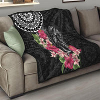 Black Polynesian Hammerhead Shark Tribal Pattern Quilt