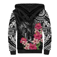 Black Polynesian Hammerhead Shark Tribal Pattern Sherpa Hoodie LT05 - Polynesian Pride