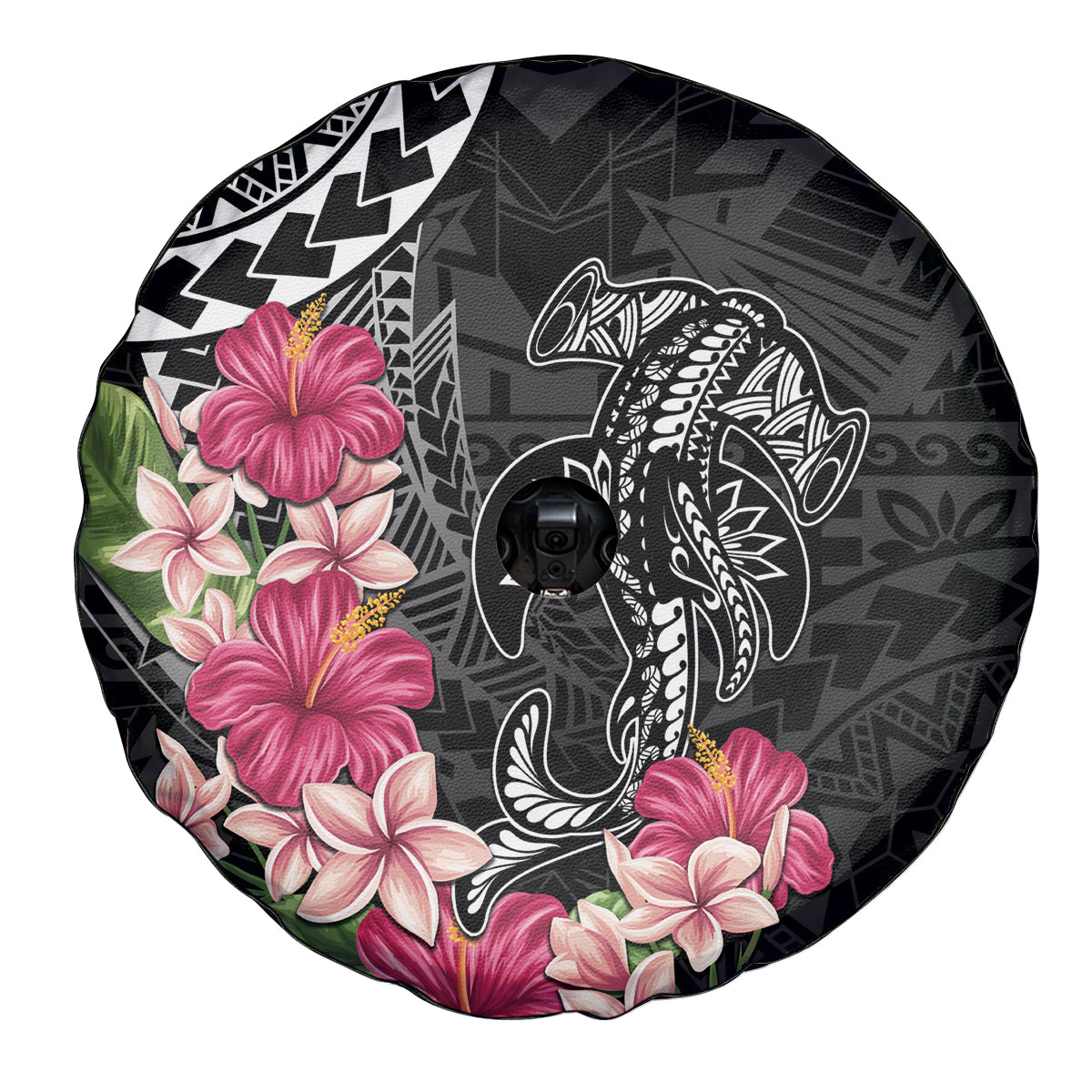 Black Polynesian Hammerhead Shark Tribal Pattern Spare Tire Cover LT05 - Polynesian Pride