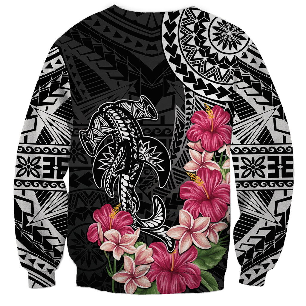 Black Polynesian Hammerhead Shark Tribal Pattern Sweatshirt LT05 - Polynesian Pride