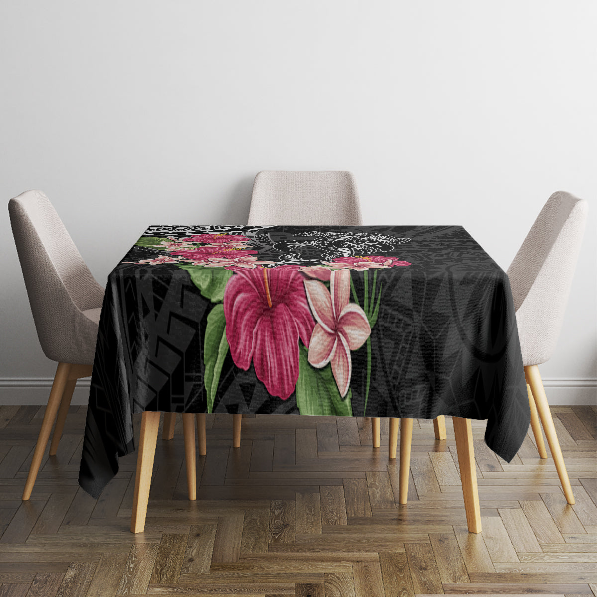 Black Polynesian Hammerhead Shark Tribal Pattern Tablecloth LT05 - Polynesian Pride