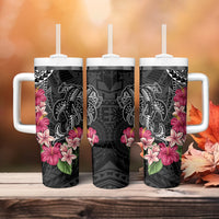 Black Polynesian Hammerhead Shark Tribal Pattern Tumbler With Handle