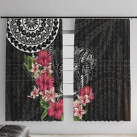 Black Polynesian Hammerhead Shark Tribal Pattern Window Curtain LT05 With Hooks Black - Polynesian Pride