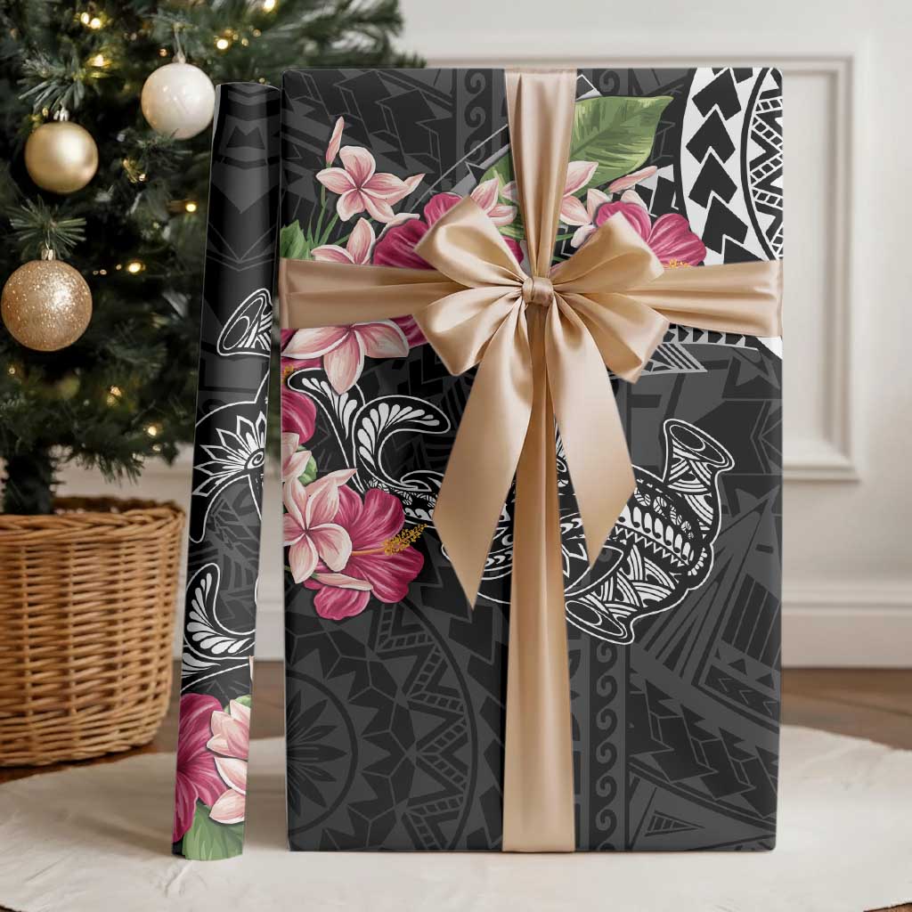 Black Polynesian Hammerhead Shark Tribal Pattern Wrapping Paper LT05 - Polynesian Pride