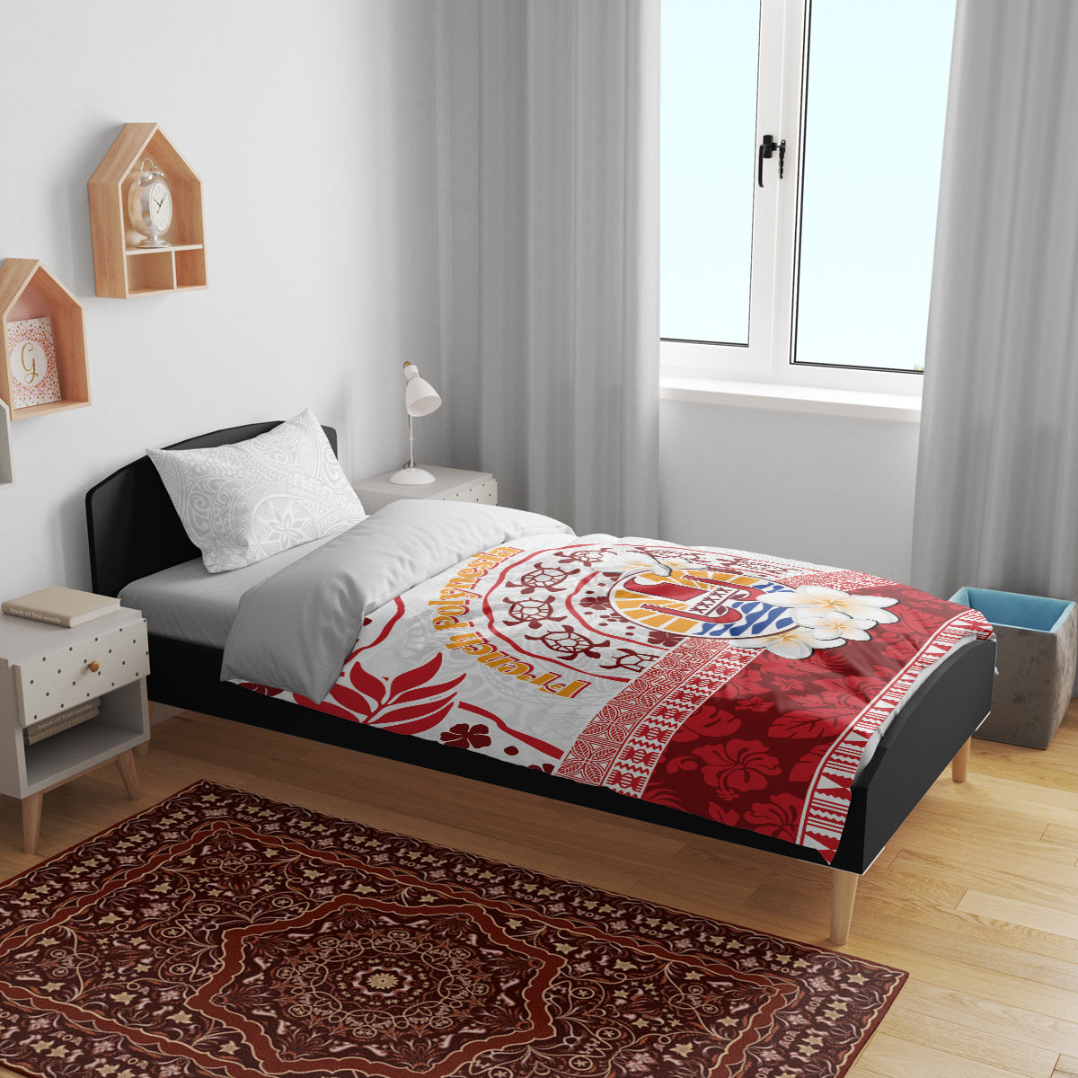 French Polynesia Internal Autonomy Day Bedding Set Tropical Hibiscus And Turtle Pattern LT05 - Polynesian Pride