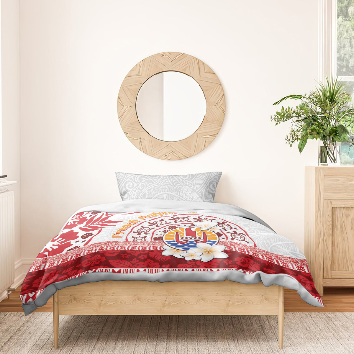 French Polynesia Internal Autonomy Day Bedding Set Tropical Hibiscus And Turtle Pattern LT05 - Polynesian Pride